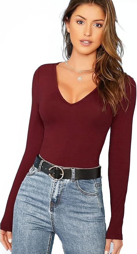 Long Sleeve V Neck Basic Top