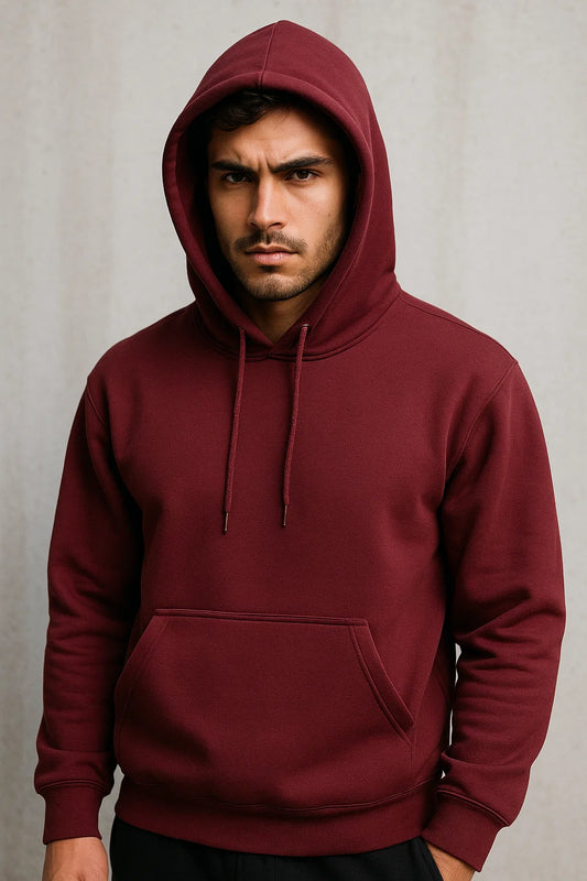Classic Plain Pullover Hooded Sweatshirt