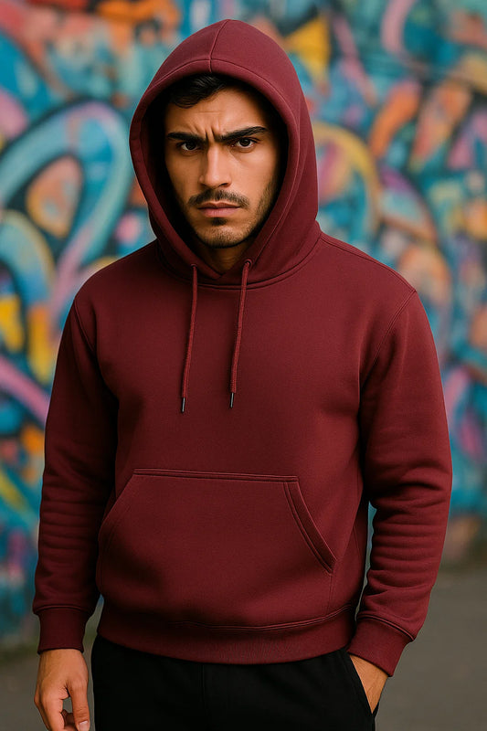 Classic Plain Pullover Hooded Sweatshirt